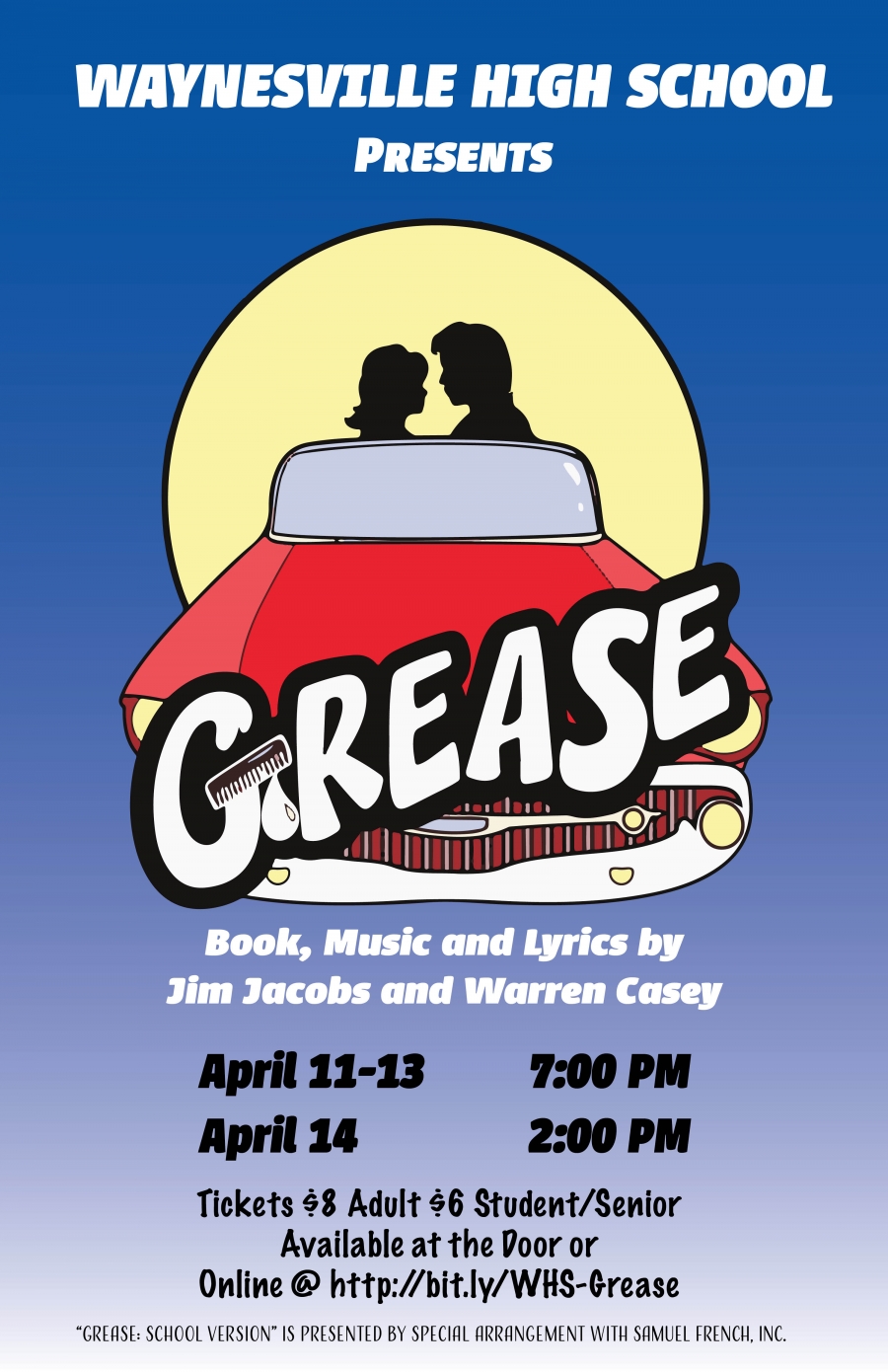 grease poster in blue